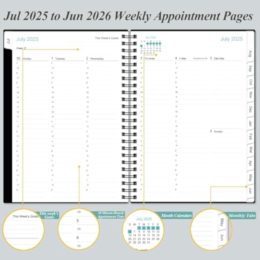 Jolof Store 2025-2026 Hourly Appointment Book | Weekly Planner, Black