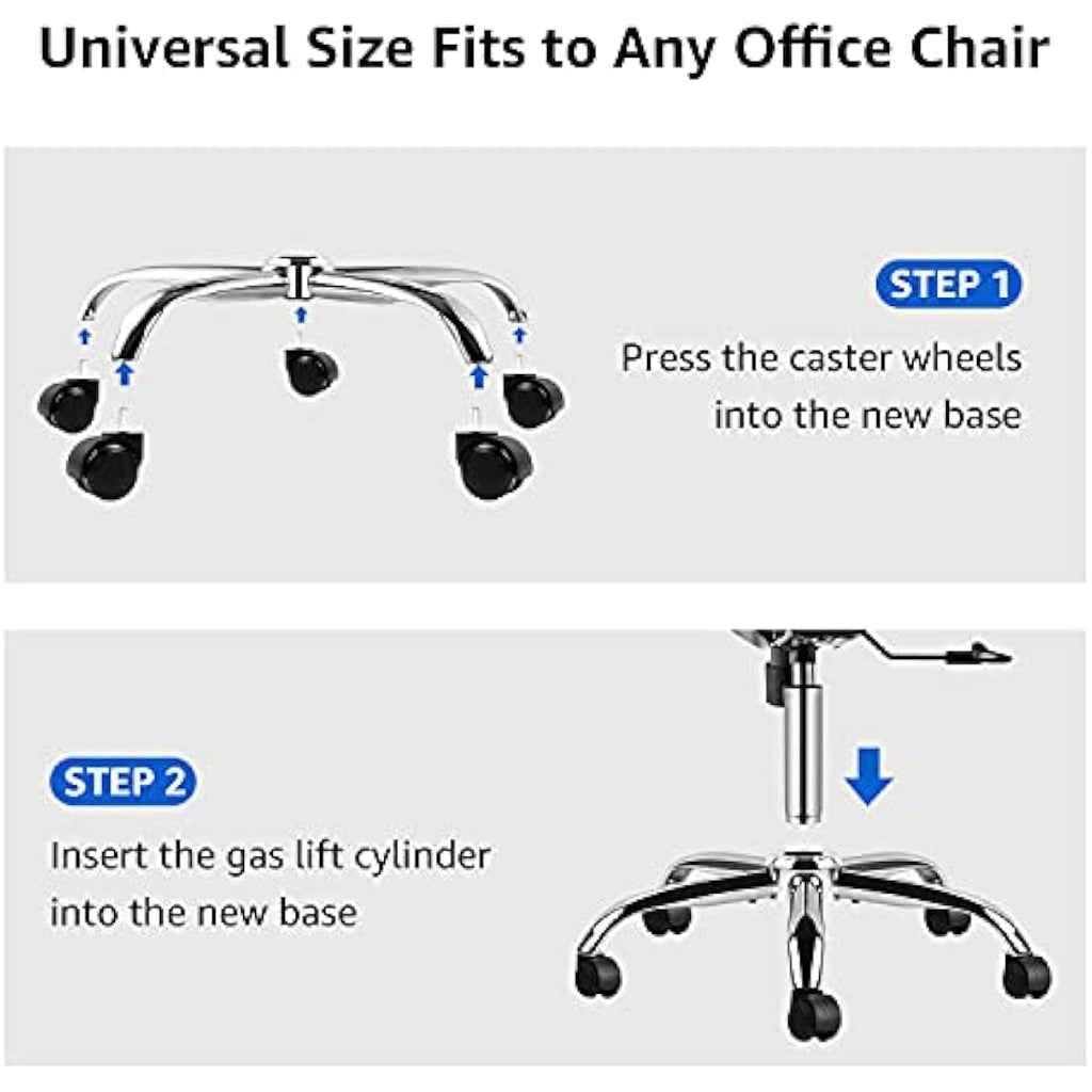 28" Heavy Duty Office Chair Base – Polished Steel Replacement