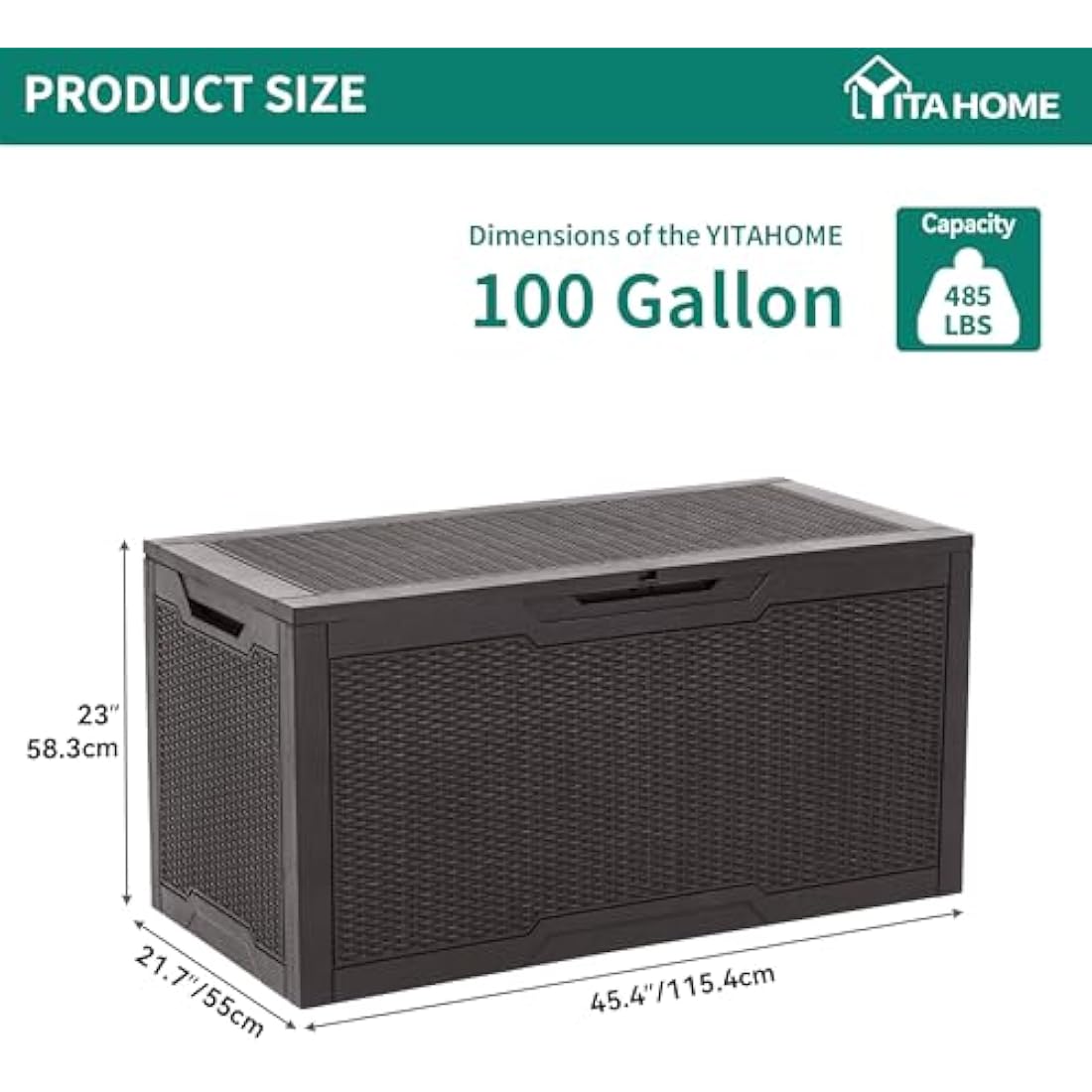 YITAHOME 380L Outdoor Garden Storage Box – Waterproof Lockable Deck Box