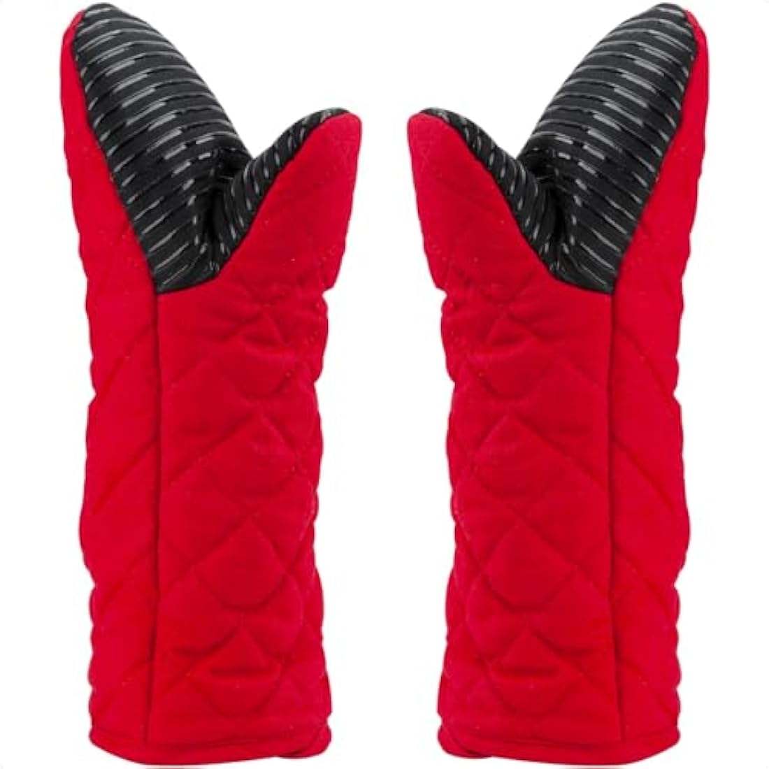 AYADA Silicone Oven Mitts – 13" Long Heat Resistant Gloves, 2 Pack Red