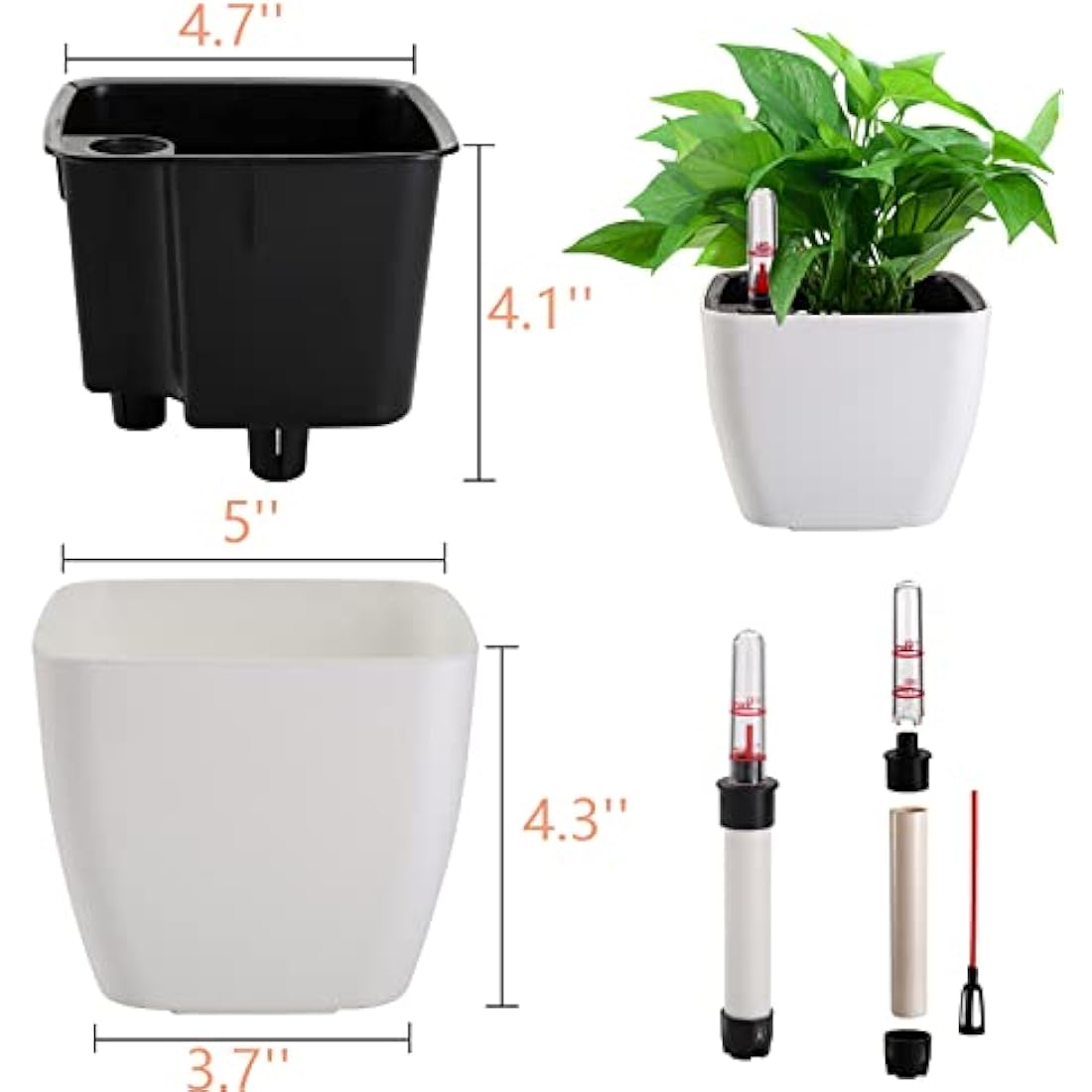 Yarlung 6-Pack Self Watering Planters with Water Level Indicator, 5 Inch