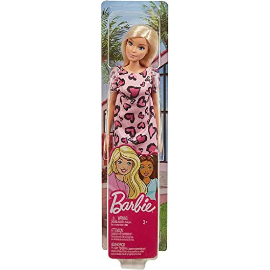 Barbie GHW45 Fashion Doll – Pink Heart Print Dress & White Sneakers