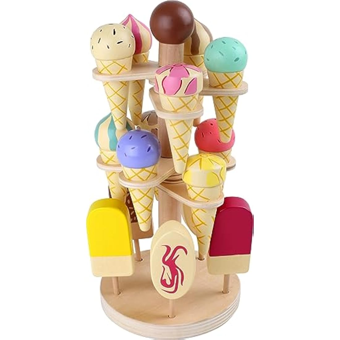 Small Foot Wooden Ice Cream Rack – 15pc Pretend Play Kitchen Set