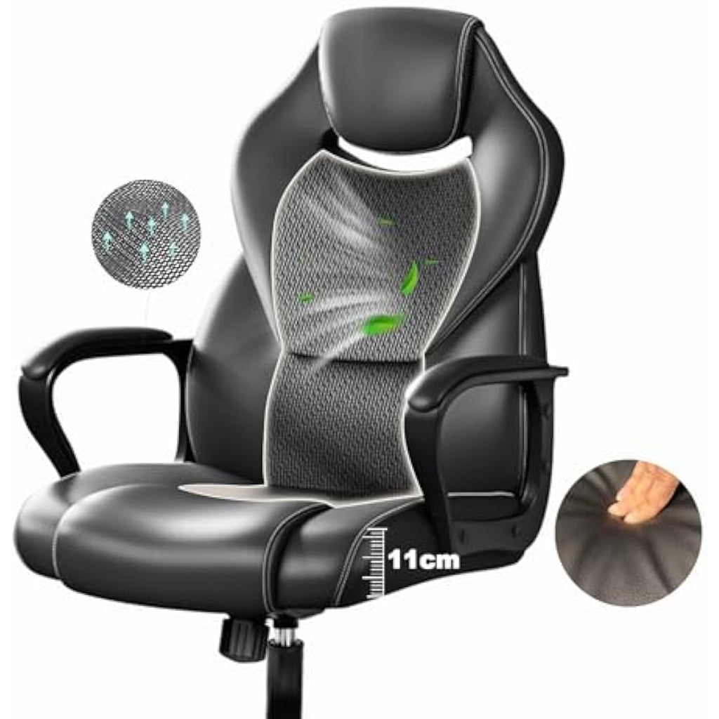 Jolof Store Ergonomic Office Chair – Black PU Leather Executive Desk Chair