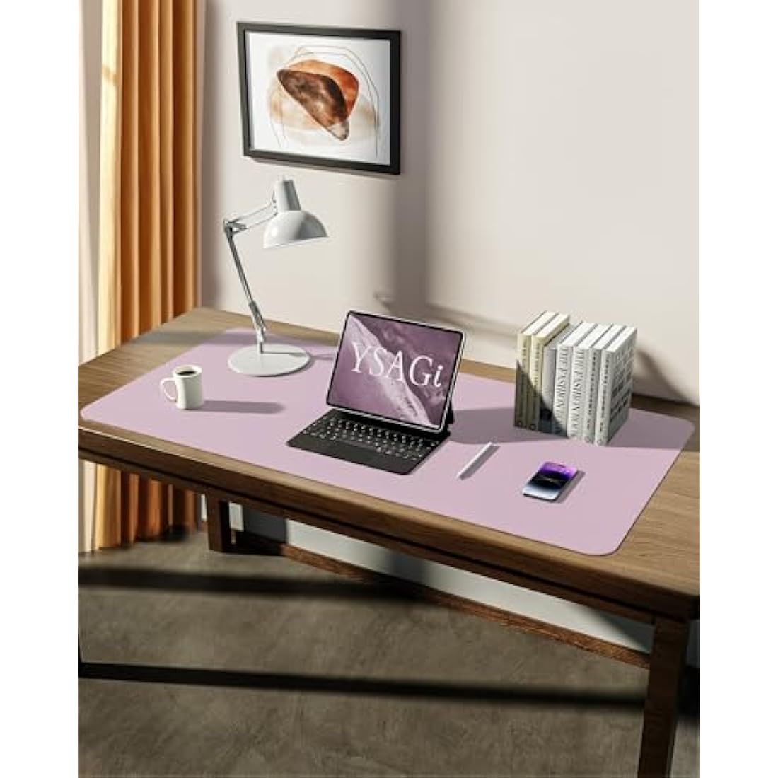 YSAGi Leather Desk Mat | Large Non-Slip PU Mouse Pad - Grayish Lavender