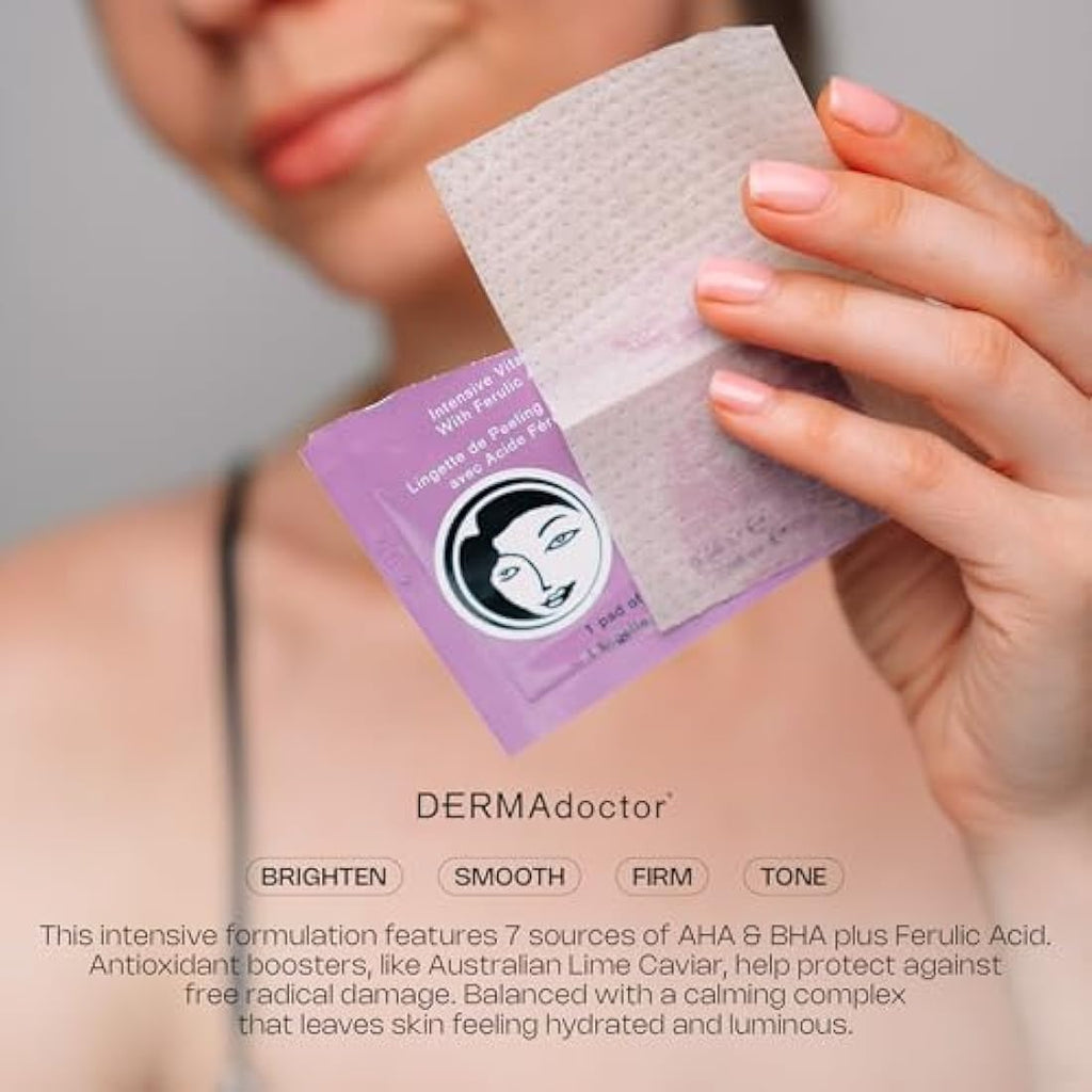 DERMAdoctor Kakadu C Vitamin C Peel Pads – Exfoliating AHA/BHA Treatment