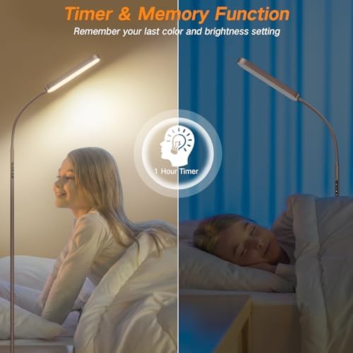 OUTON LED Floor Lamp - 15W Dimmable Gooseneck Reading Light, Bronze