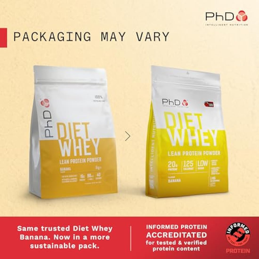 PhD Nutrition Diet Whey Protein Powder – Banana Lean Formula – 1kg