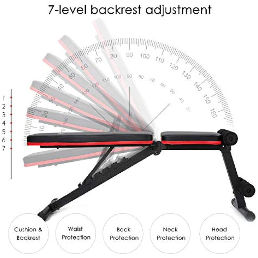 ISE SY-5902 Adjustable Weight Bench | Foldable 7-Position Home Gym