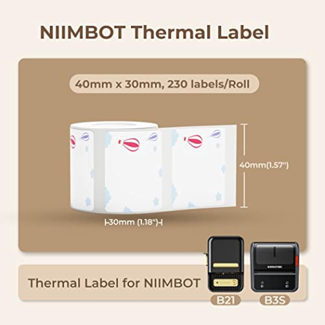 NIIMBOT Thermal Labels 40x30mm Waterproof Stickers for B21 B3S B1