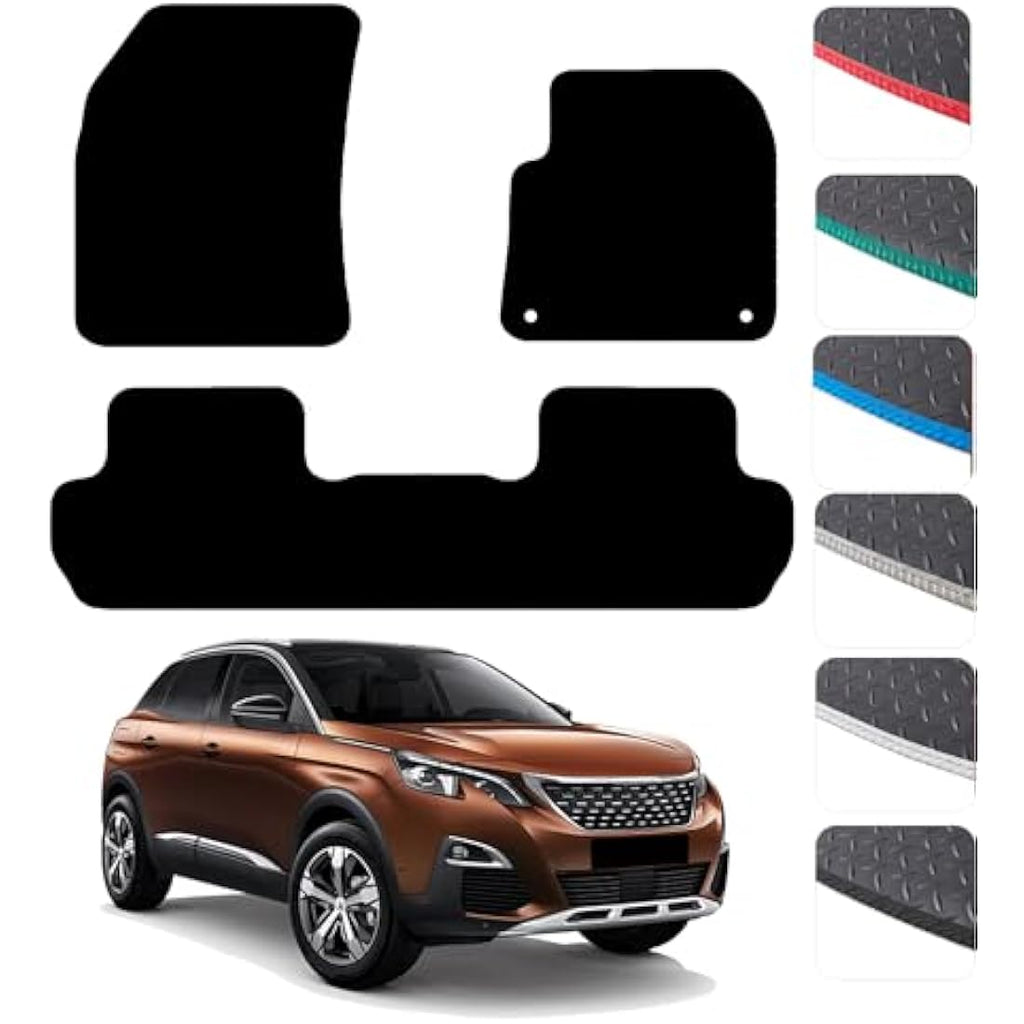 GCM Rubber Car Floor Mats for Peugeot 3008 2016-2024 | Red Edging
