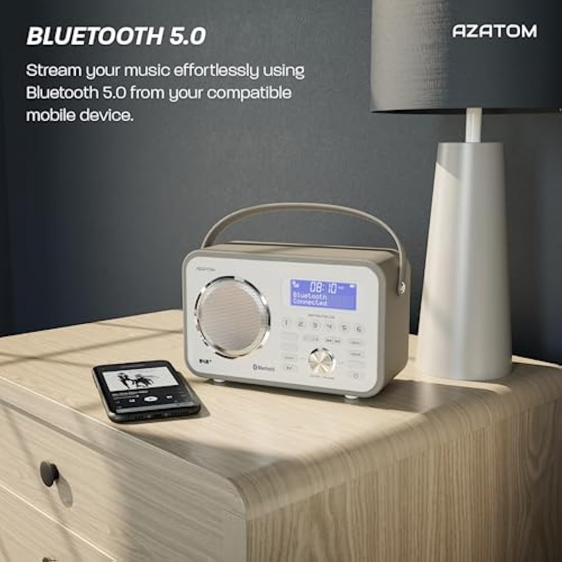 Azatom Spitalfields 2 DAB/DAB+ & FM Portable Digital Radio - Grey Leather