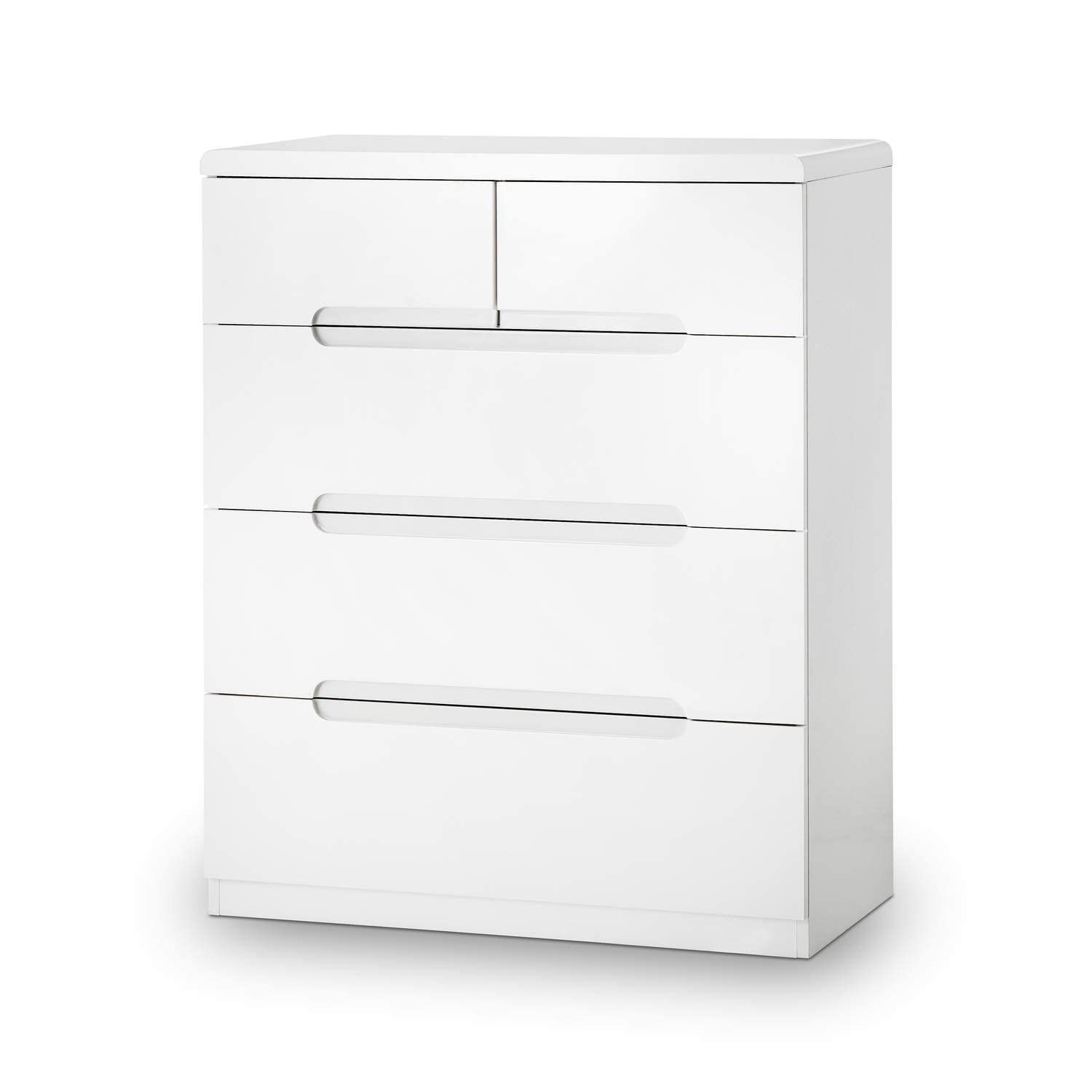 Julian Bowen Manhattan 5 Drawer Chest – High Gloss White 3+2