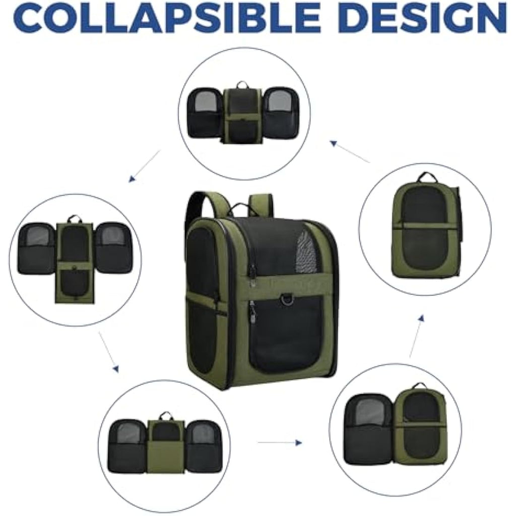 Apollo Walker Pet Carrier – Breathable Mesh Backpack for Hiking, Green