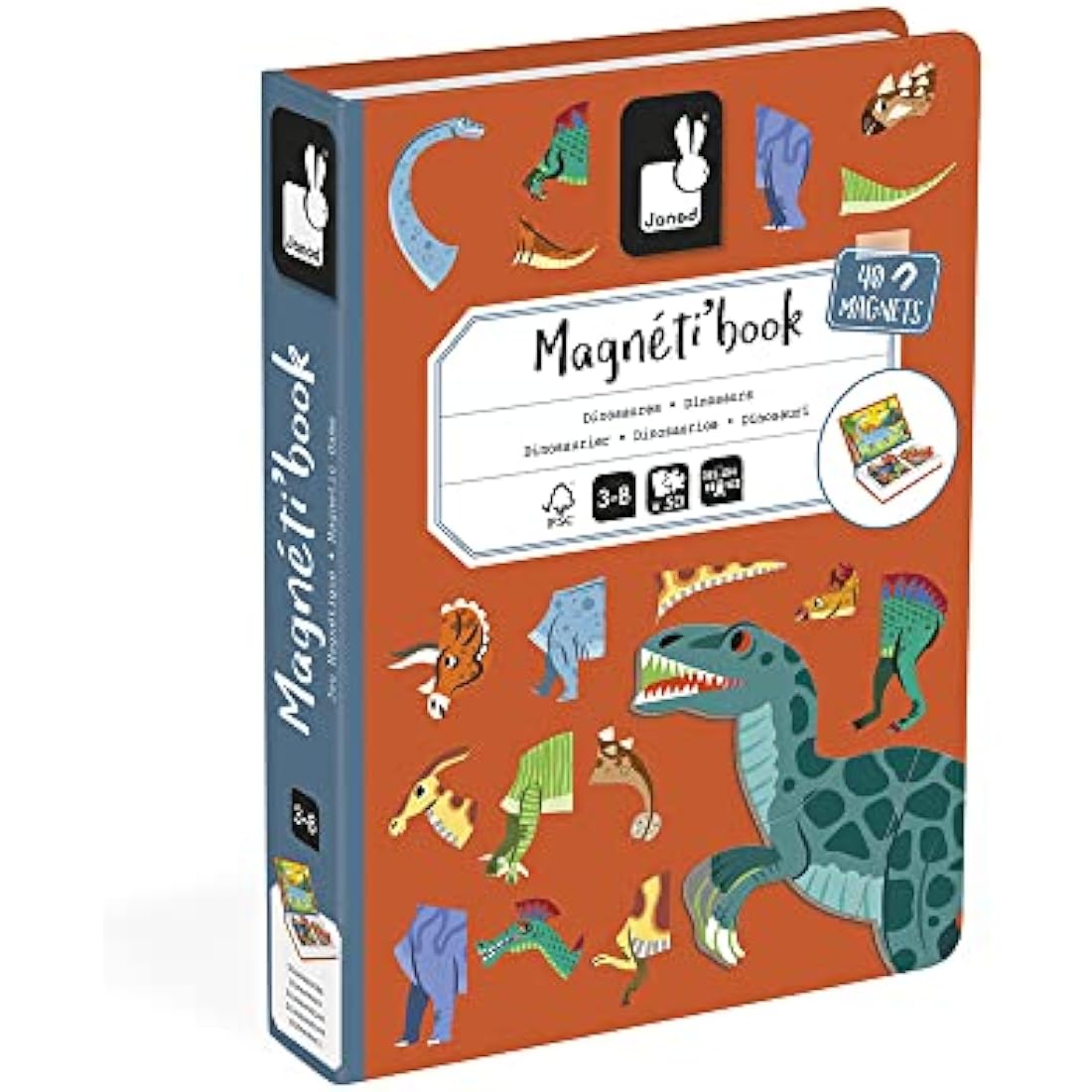 Janod Magneti'Book Dinosaurs - 50-Piece Magnetic Educational Game