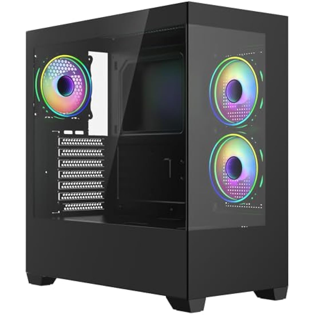 CiT Sense ATX Gaming Case – Black Dual Tempered Glass with 3 ARGB Fans