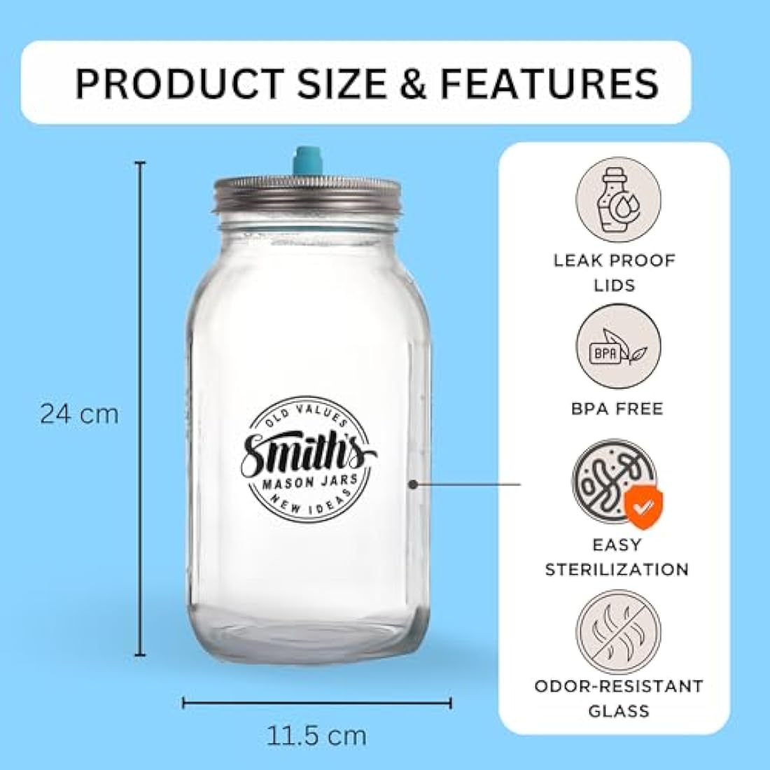 2L Glass Fermentation Jars with Airlock & Weights – 2 Pack