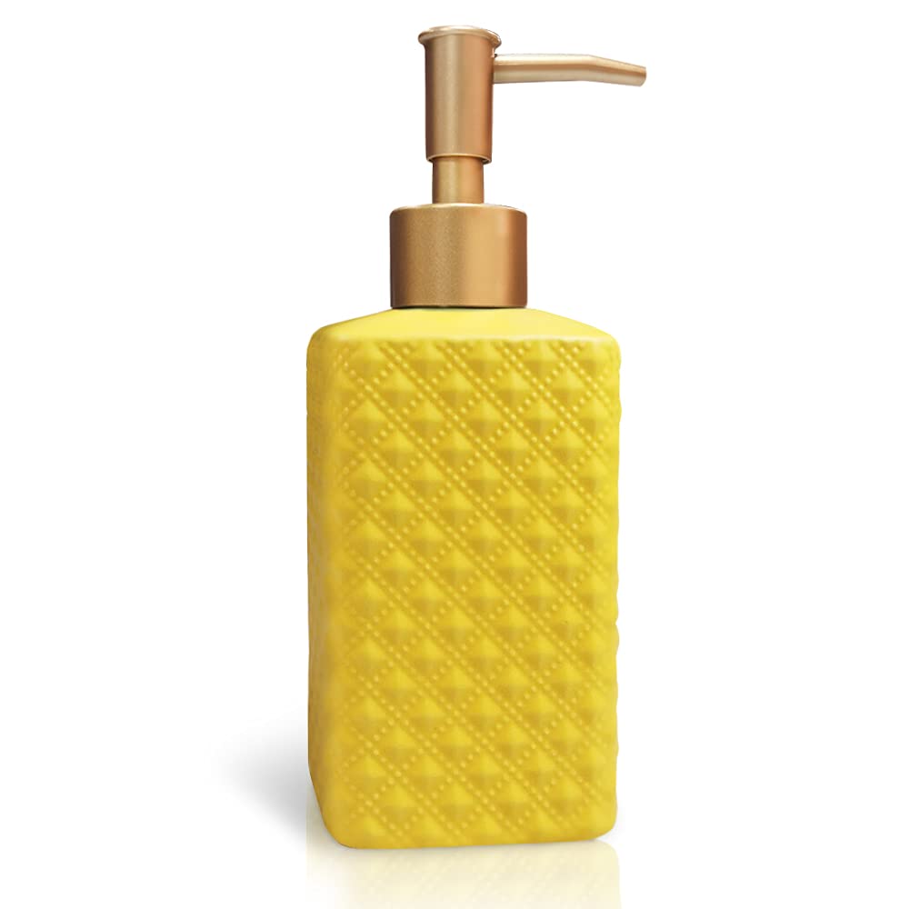 Ceramic Soap Dispenser – Vintage Gold Embossed Lotion Pump