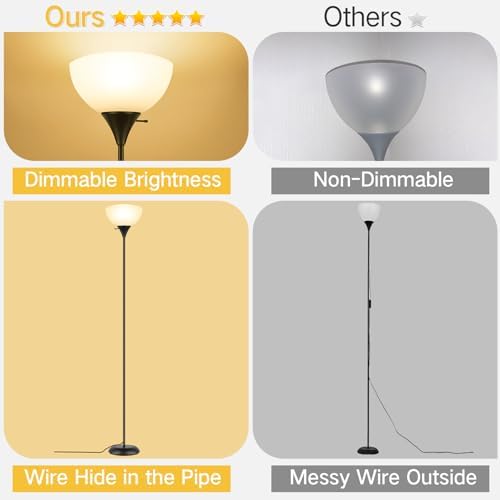 OUTON LED Torchiere Floor Lamp | Dimmable Standing Lamp with Remote