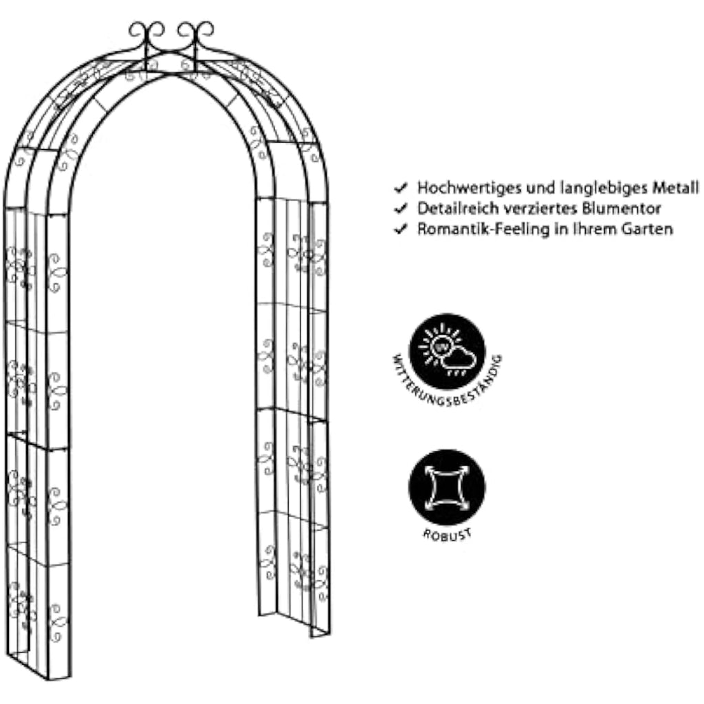 Dehner Belmont Metal Rose Arch – Black Weatherproof Garden Trellis