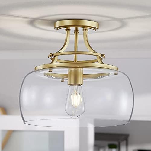 Wuzups Gold Industrial Farmhouse Chandelier | Round Glass Ceiling Light