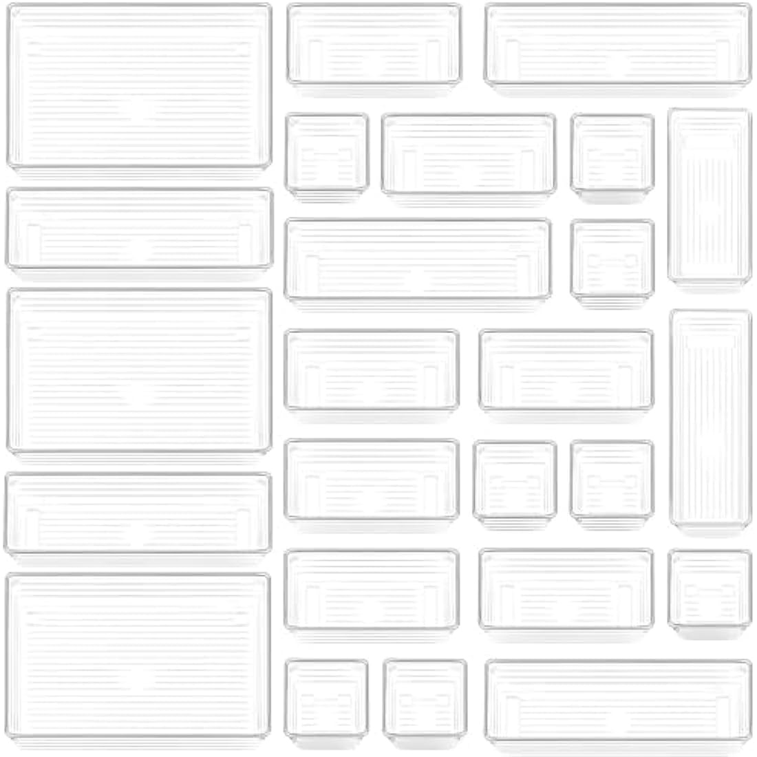 Jolof Store 25 PCS Clear Plastic Drawer Organizer Trays for Makeup
