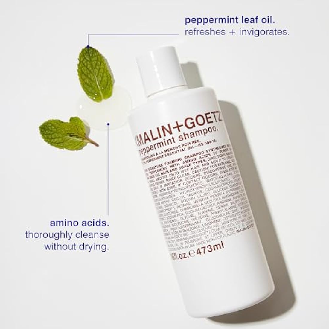 Malin + Goetz Peppermint Shampoo | Hydrating & Scalp Balancing – 16.1 oz