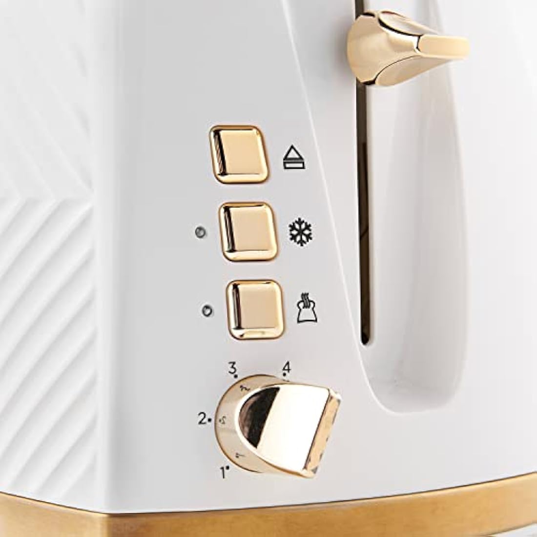 Russell Hobbs Groove 2-Slice Toaster | White with Gold Accents | 850W