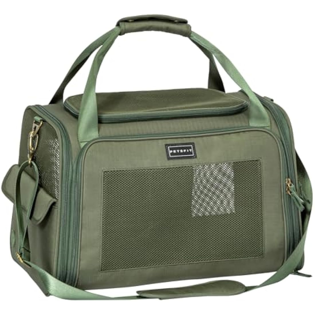 Petsfit Soft-Sided Dog Carrier – Expandable Travel Bag, Olive Green