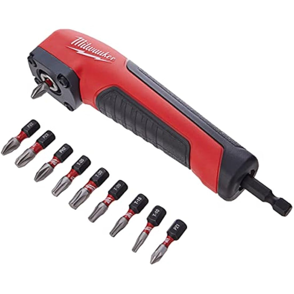 Milwaukee Shockwave Right Angle Attachment with 10 Piece Bit Set