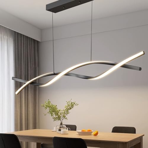Mikeru 100CM Wave LED Pendant Light | Black Dimmable Modern Chandelier