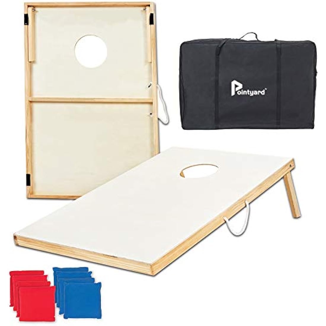 Pointyard Wooden Cornhole Set | 3x2ft Portable Boards with 8 Bean Bags