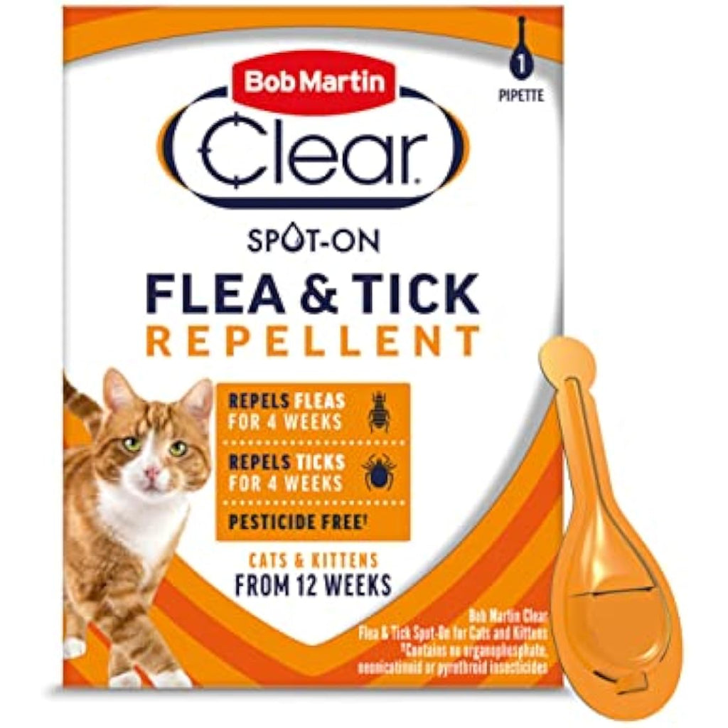Bob Martin Clear Flea and Tick Repellent for Cats - Pesticide-Free