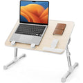 SAIJI Adjustable Laptop Bed Desk – Foldable Wood Table for 17" Laptops