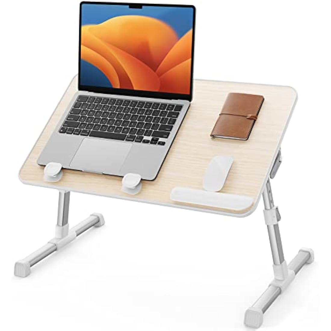 SAIJI Adjustable Laptop Bed Desk – Foldable Wood Table for 17" Laptops