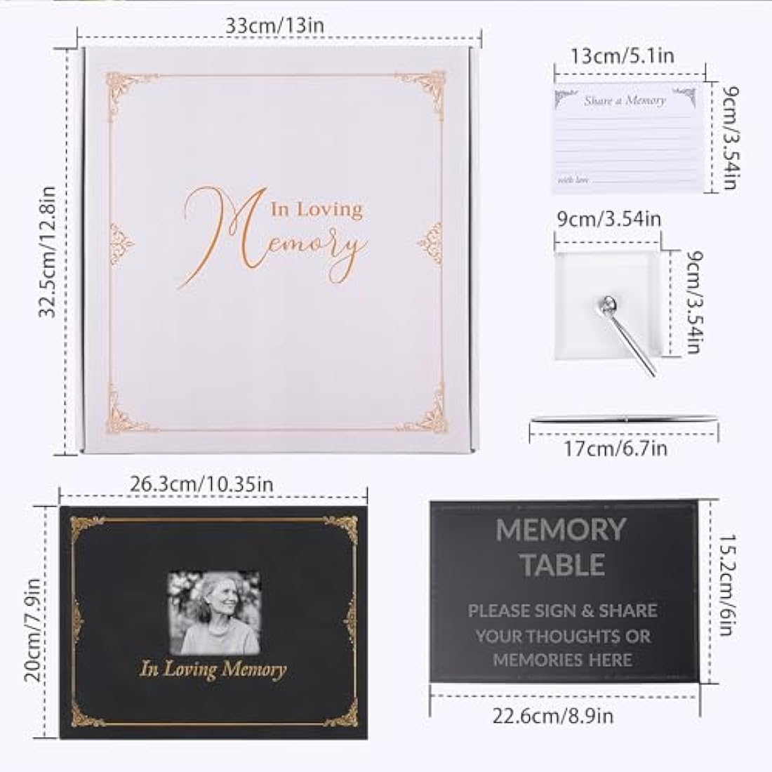 Jolof Store Funeral Guest Book – Leather Memorial Memory Book with Pen