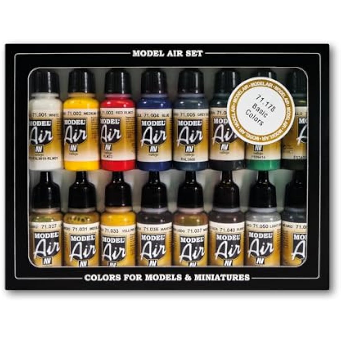 Vallejo Model Air Acrylic Paint Set - 16 Assorted Colors for Airbrush