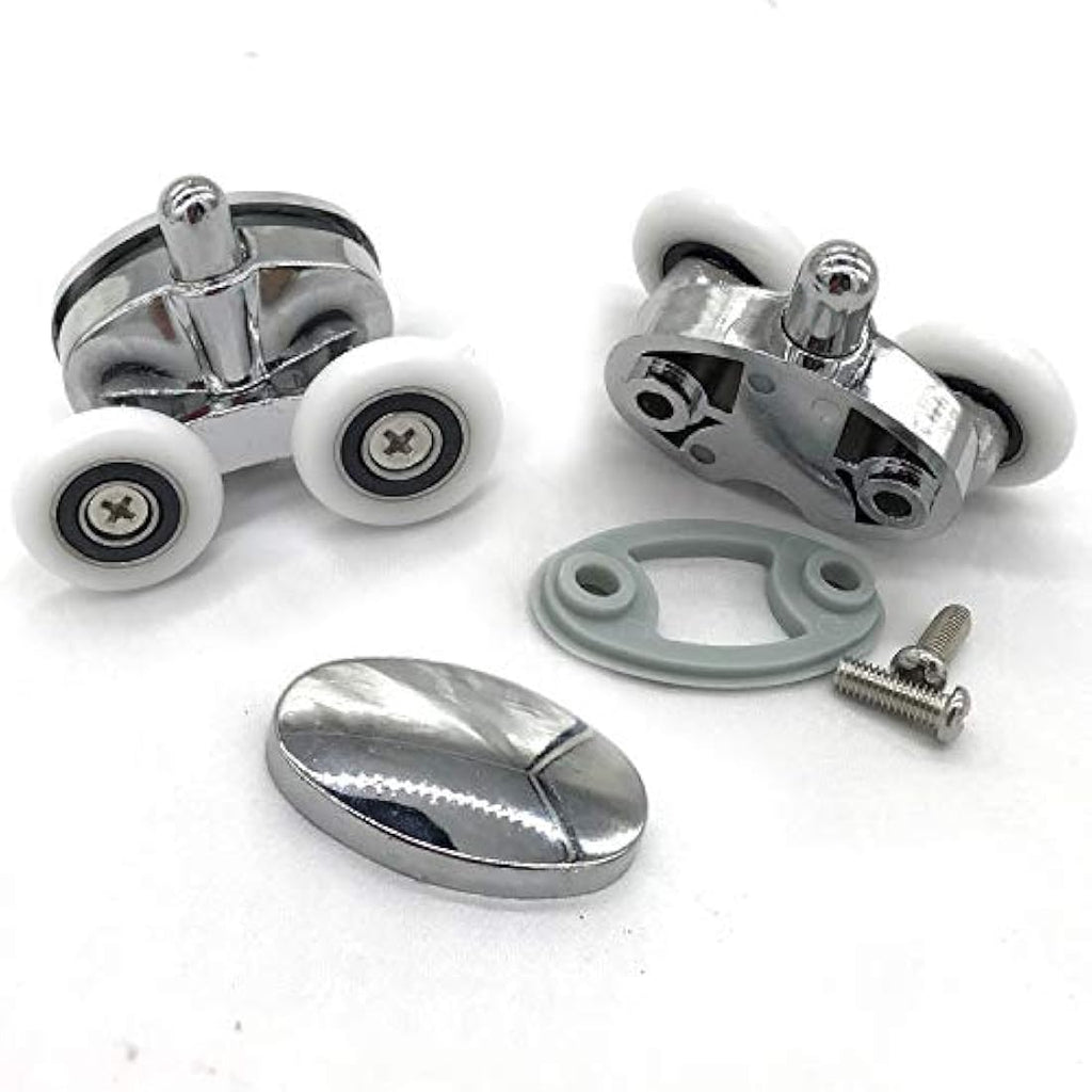 YUANQIAN Twin Wheel Shower Door Rollers | 25mm Oval Butterfly Set of 4