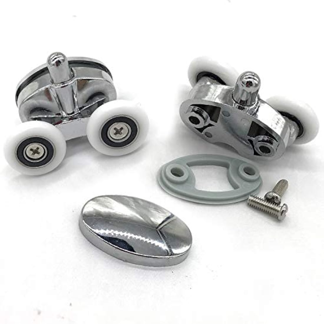 YUANQIAN Twin Wheel Shower Door Rollers | 25mm Oval Butterfly Set of 4