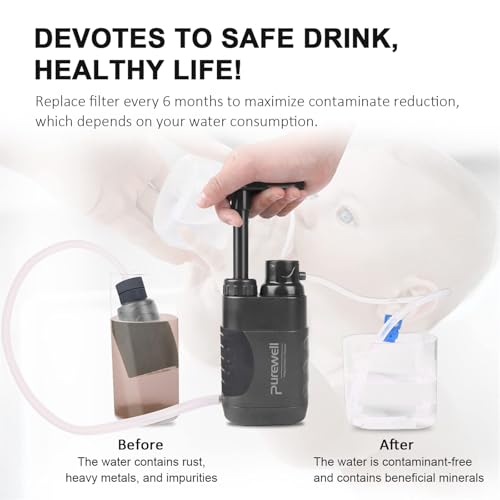 Purewell Portable Water Purifier Pump - 0.01 Micron 4-Stage Filter (2 Pack)