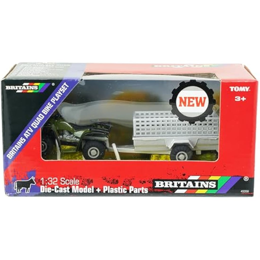 Britains 43358 Quad ATV Bike and Trailer Playset | 1:32 Diecast Model