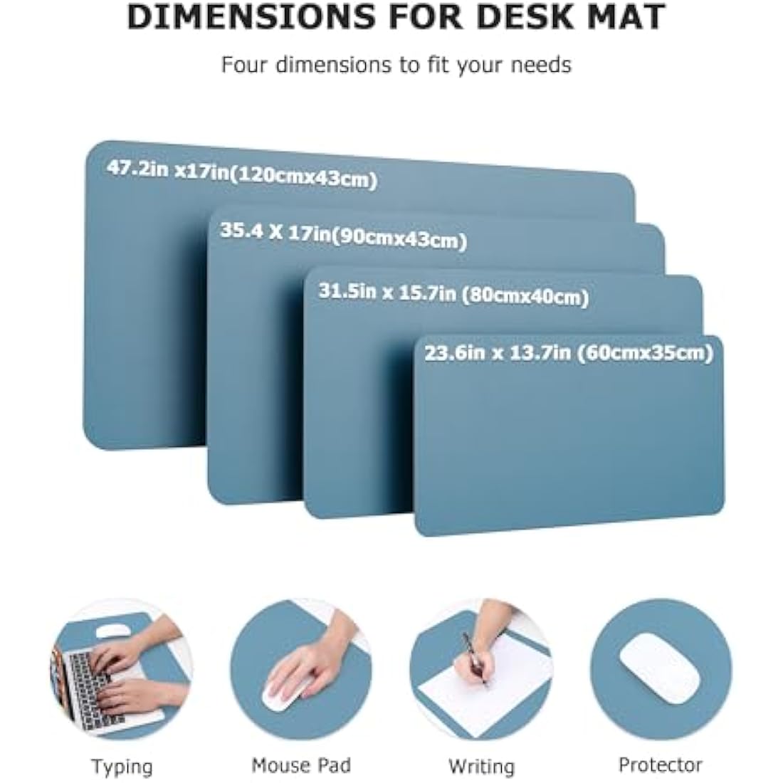MOLMO Leather Desk Mat – Waterproof Non-Slip Office Pad, Azure (60x35cm)