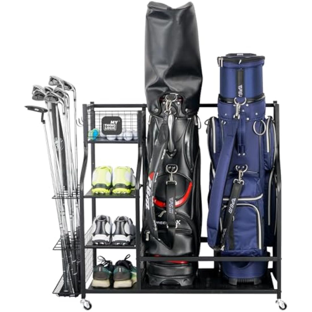 Mythinglogic Golf Storage Rack – Extra Large Rolling Organizer with Wheels