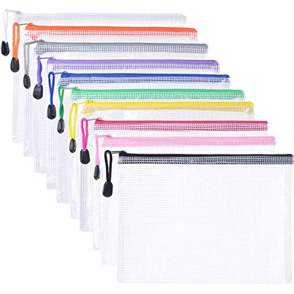 Vicloon A5 Mesh Document Wallets | 10Pcs Waterproof Zipper File Bags