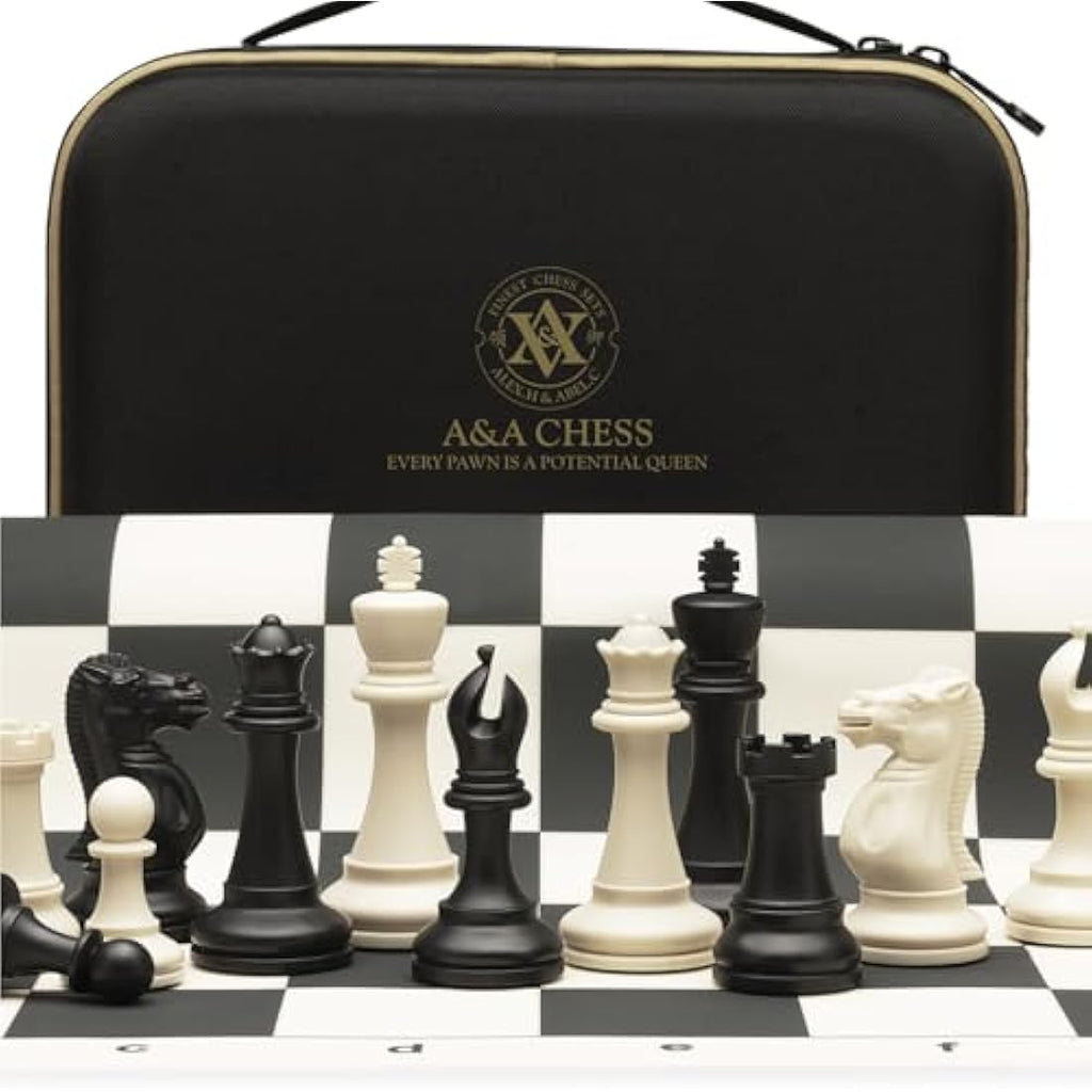 A&A Tournament Chess Set | 20" Silicone Board & Weighted Staunton Pieces