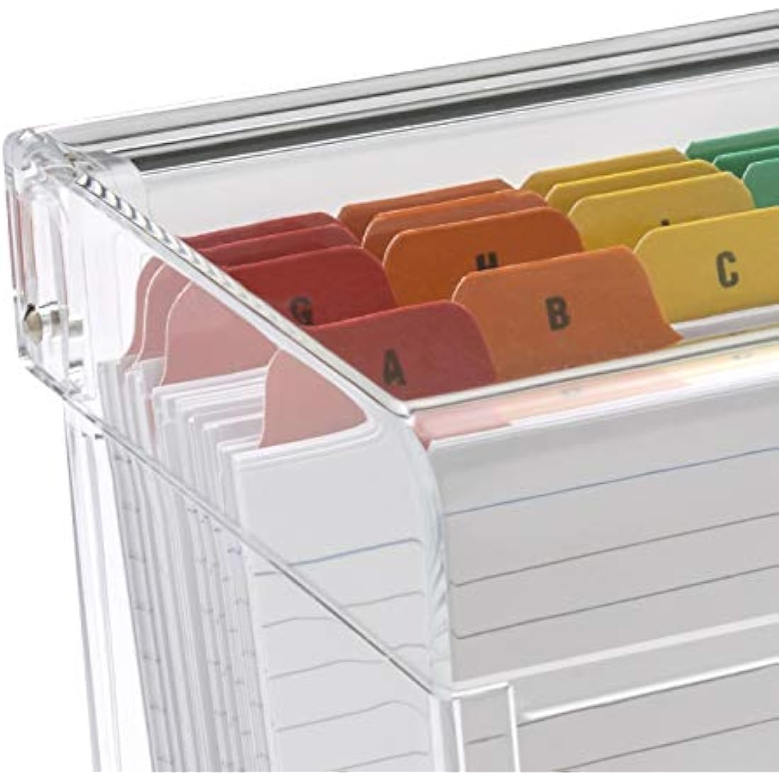 OSCO Clear Acrylic Index Box – 7x5 Inch Desktop Organizer with A-Z Tabs