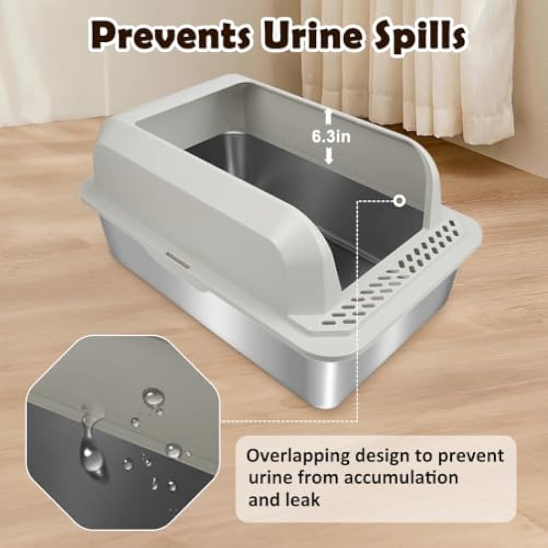 Jolof Store XL Stainless Steel Cat Litter Box with Lid and Mat