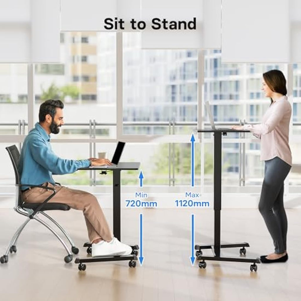 BONTEC Mobile Standing Desk | Height Adjustable 65x45cm Portable Table