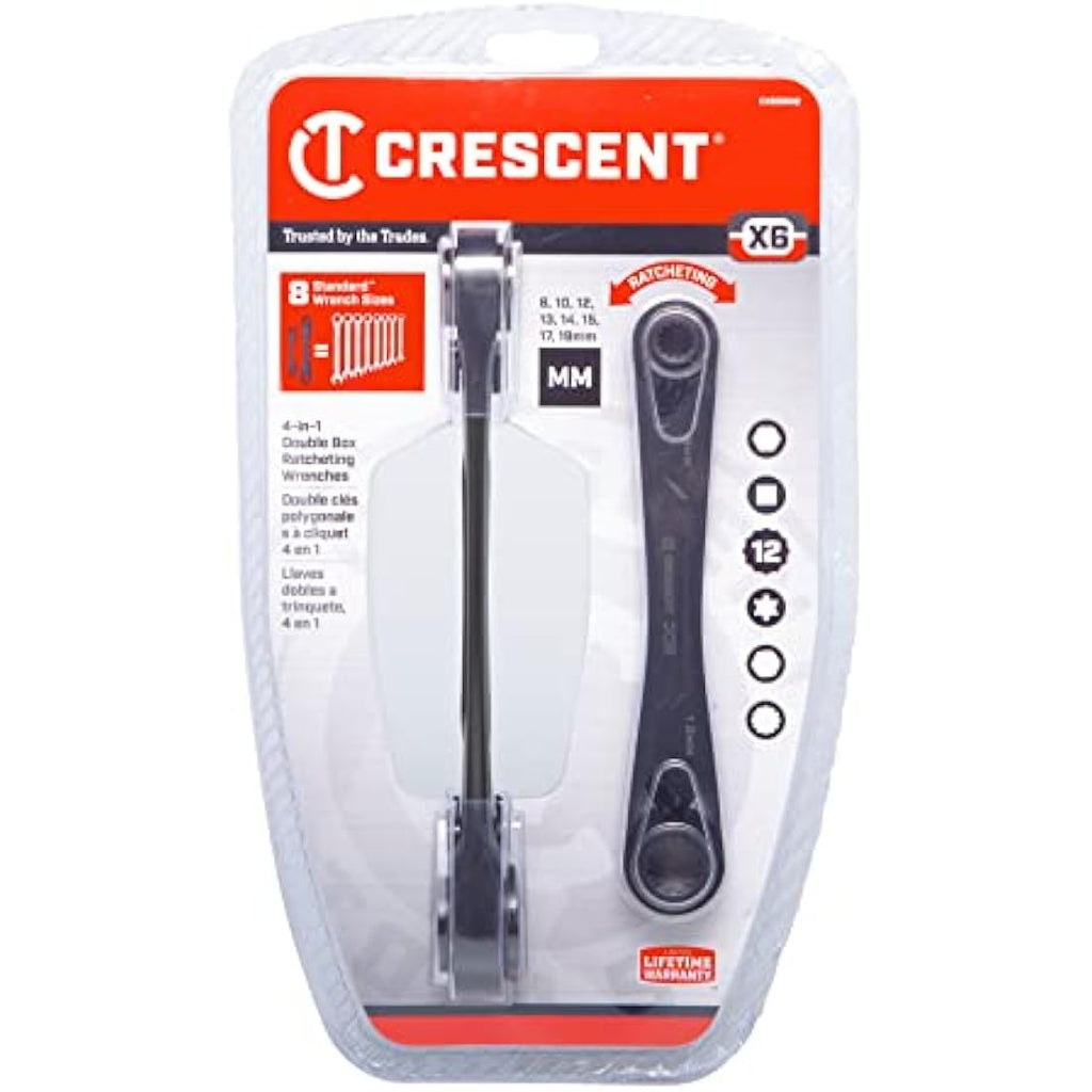 Crescent X6 4-in-1 Double Box Ratcheting Wrench Set, Metric 8-19mm