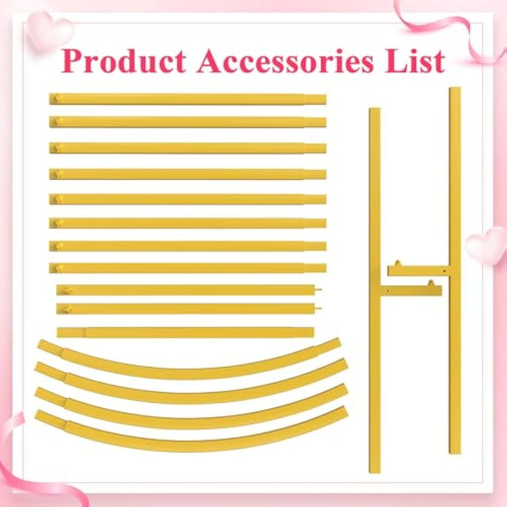 Wokceer 6.6ft Gold Metal Wedding Arch Backdrop Stand for Party Events